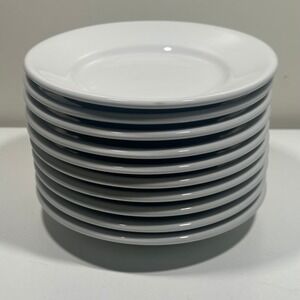 Set of 10 Saturnia White Porcelain Dinner Plates Durable 6.5" Made In Italy